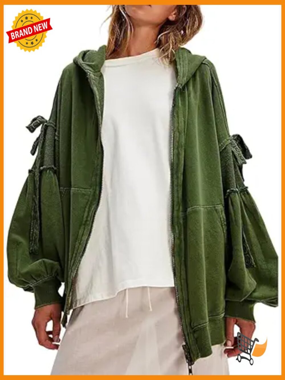 Women's Zip Up Hoodie Sweatshirt with Bows Oversized Y2K Streetwear Jacket